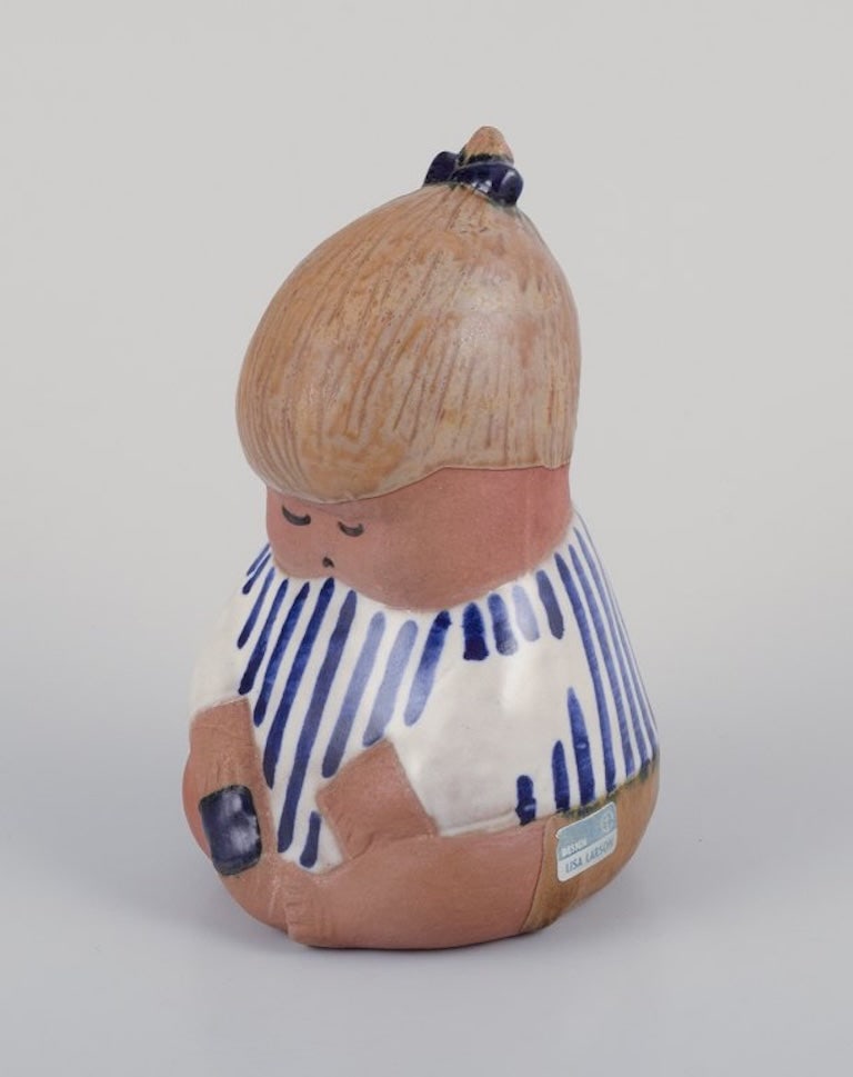 Lisa Larson for Gustavsberg, Sweden. Rare glazed ceramic figurine 'Johanna'. Late 20th century. - 3