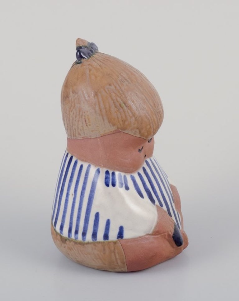Lisa Larson for Gustavsberg, Sweden. Rare glazed ceramic figurine 'Johanna'. Late 20th century. - 4