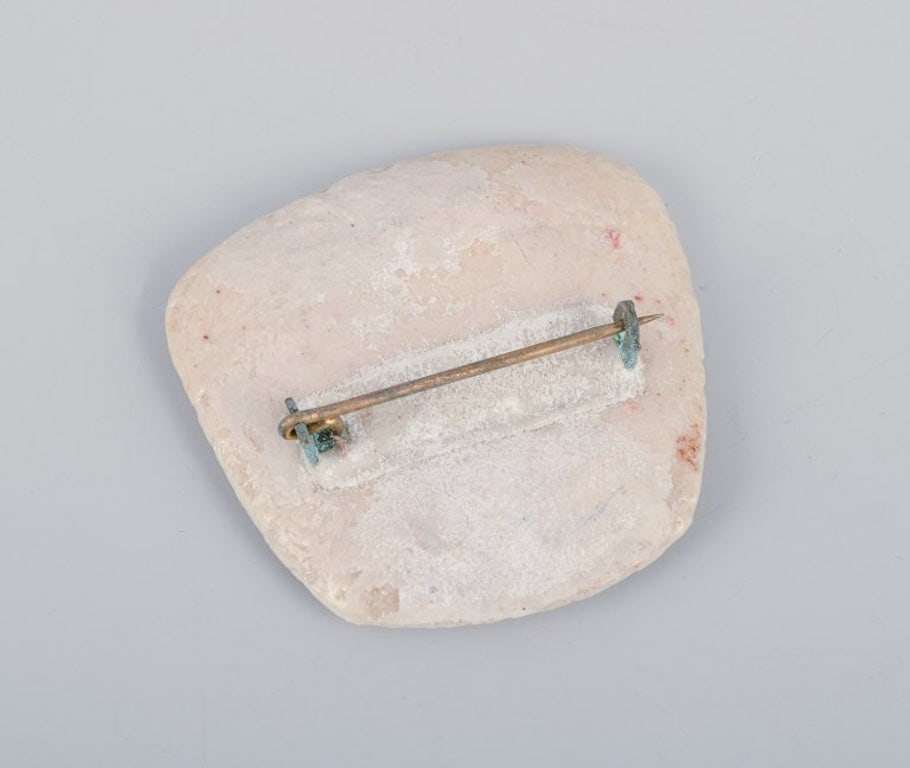 Ole Bjorn Kruger, Danish sculptor and ceramicist. Five unique brooches in glazed stoneware in blue, - 7