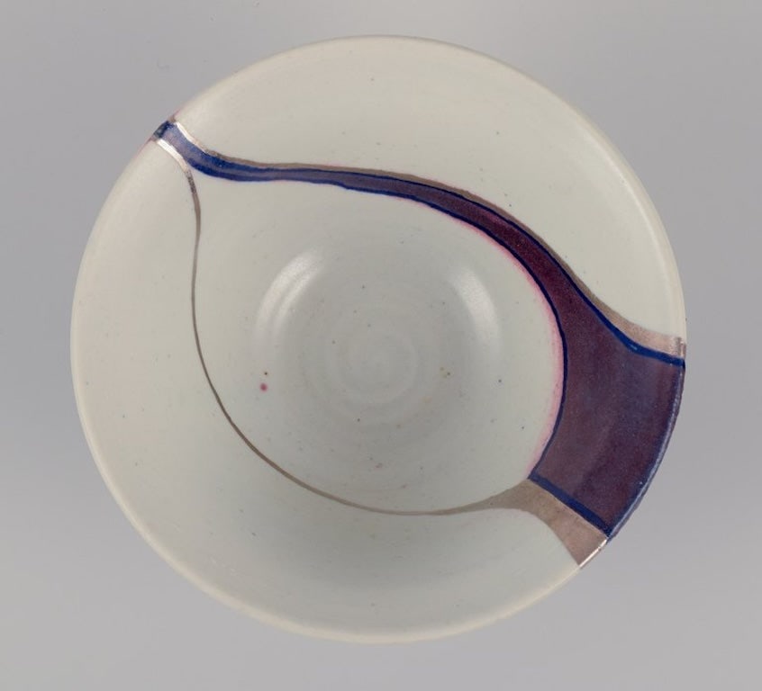 European studio ceramist. Unique ceramic bowl. Iron glaze. Late 20th century. - 6