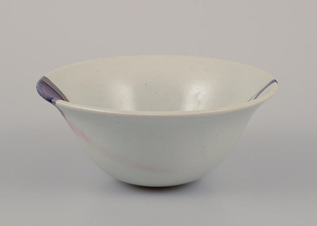 European studio ceramist. Unique ceramic bowl. Iron glaze. Late 20th century. - 7
