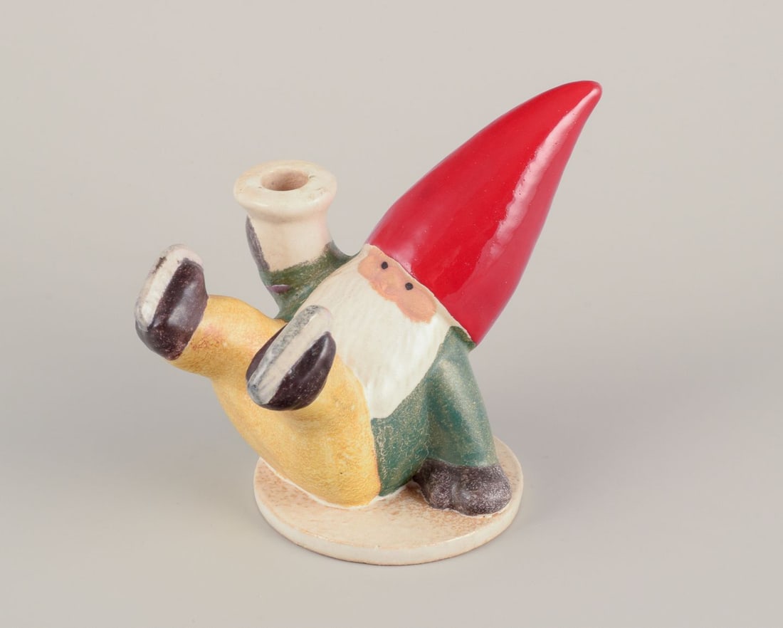 Lisa Larson for Gustavsberg. Candlestick holder. Elf on skates. Late 20th C. (1 of 6)