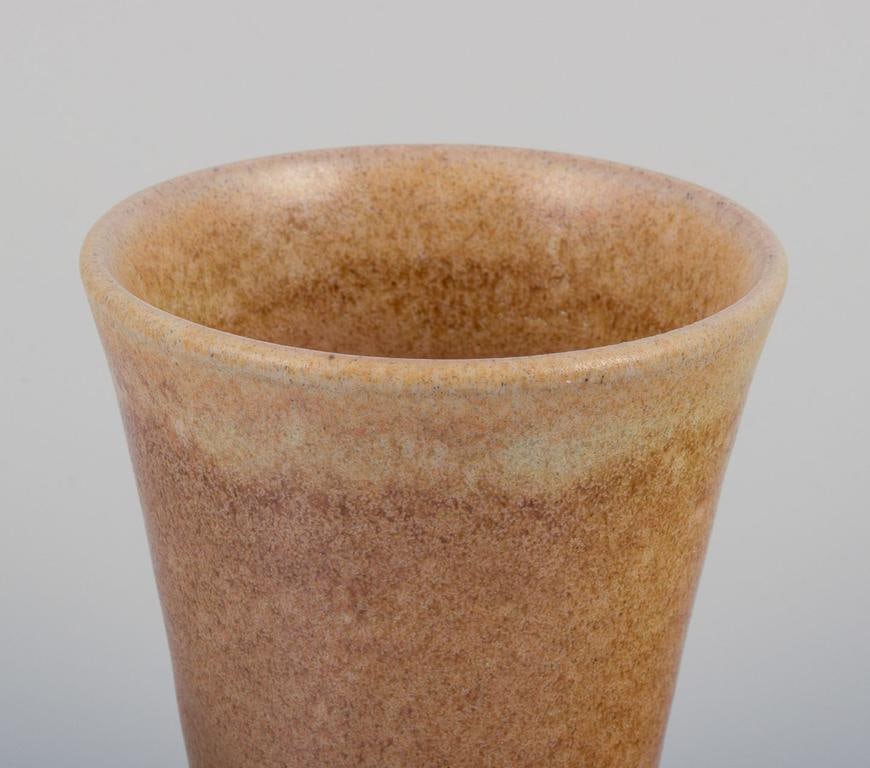 Kuch Keramik, Germany. Three unique ceramic vases. Glaze in sandy tones. 1980s. - 4