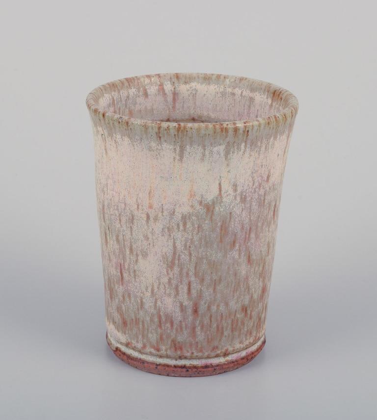 Kuch Keramik, Germany. Three unique ceramic vases. Glaze in sandy tones. 1980s. - 5