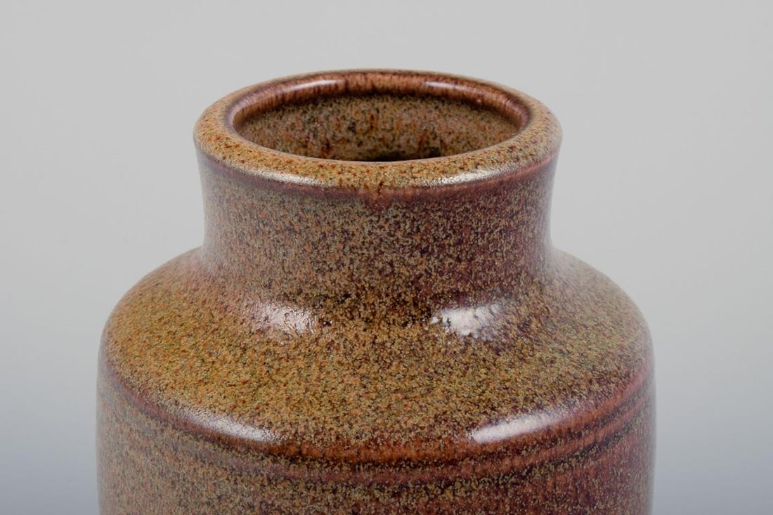 Kuch Keramik, Germany. Three unique ceramic vases. Glaze in sandy tones. 1980s. - 8