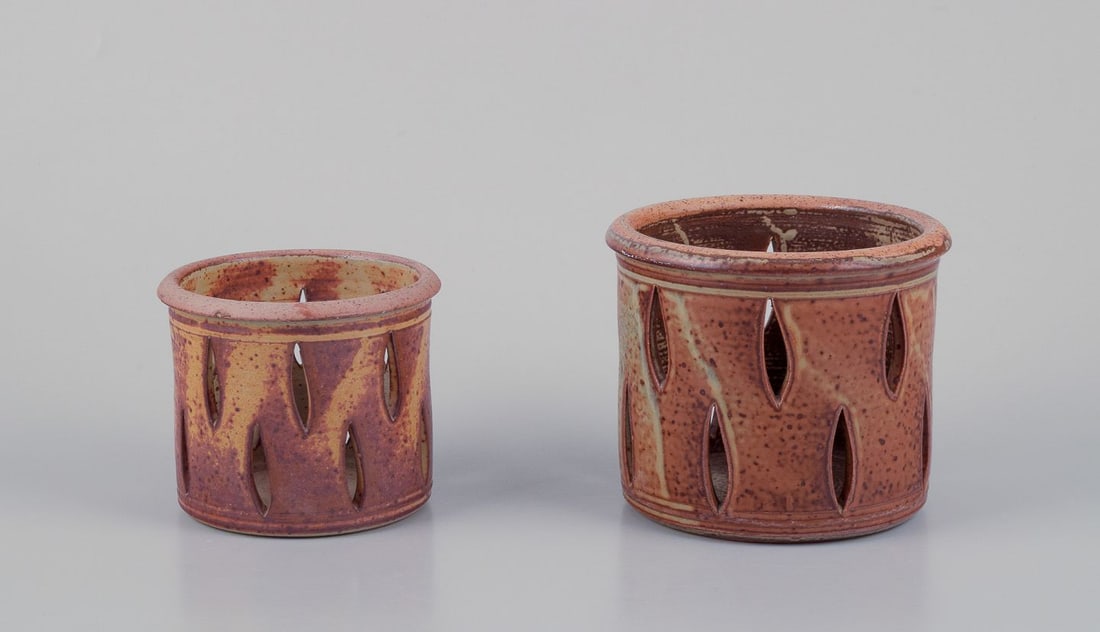Kuch Keramik, Germany. Two unique ceramic plant pot covers. 1980s - 2