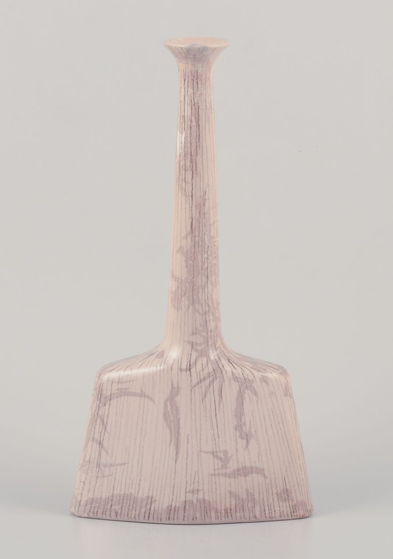 Coronetti Cunardo, Italy. Narrow-necked ceramic vase with a female motif. Approx. 1960s. - 6