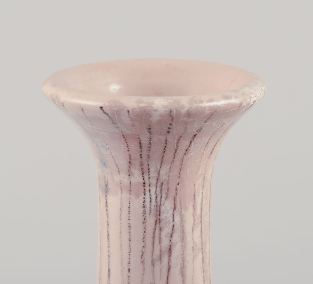 Coronetti Cunardo, Italy. Narrow-necked ceramic vase with a female motif. Approx. 1960s. - 8