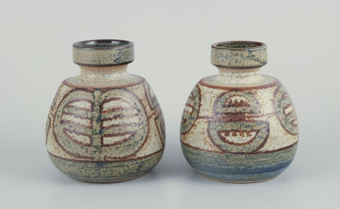 Noomi Backhausen and Poul Brandborg for Soholm Keramik, Bornholm. A pair of vases in stoneware, (1 of 8)