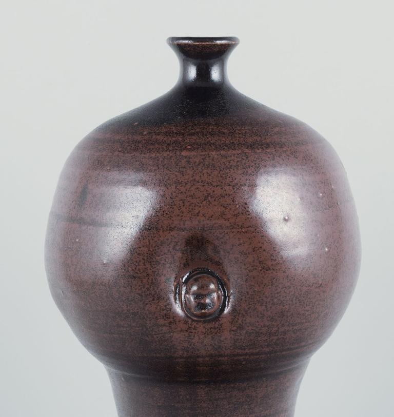 Rolf Fagerberg, Swedish ceramicist. Large ceramic vase with glaze in shades of brown. Late 20th C. - 3