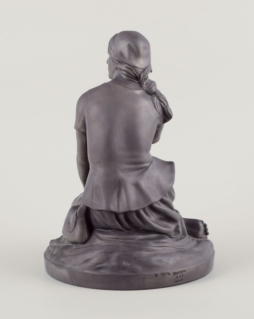 L. Hjorth, Bornholm. Figure of Joan of Arc in black terracotta. Ca. 1900. - 8