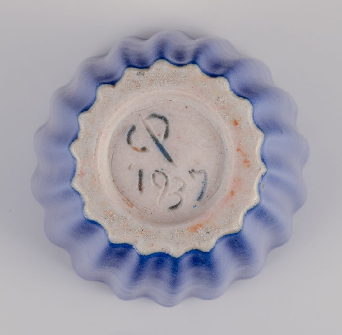 Christian Poulsen, Denmark. Unique ceramic vase in a grooved design. Dated 1937. - 7
