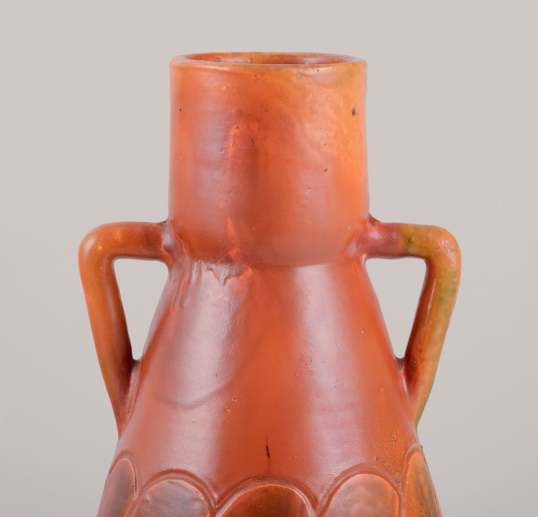 Martin Mortensen, Danish ceramicist. Ceramic Art Nouveau vase with handles. - 3