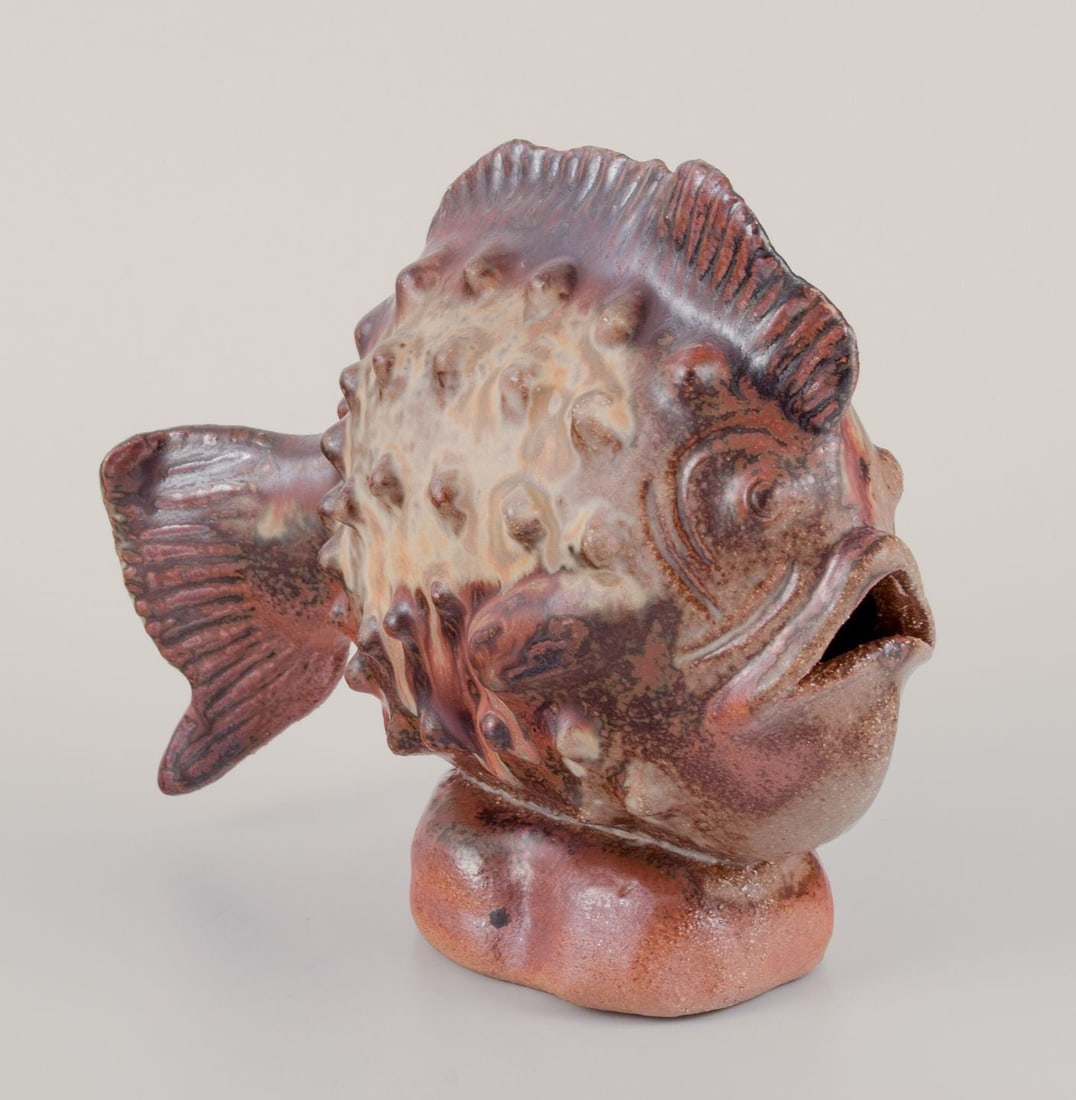 European studio ceramist. Large ceramic figure of fish. Ca 1970s. - 3