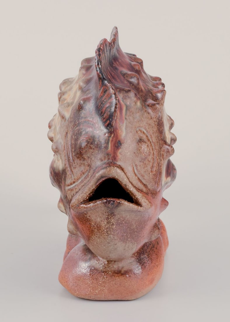 European studio ceramist. Large ceramic figure of fish. Ca 1970s. - 6