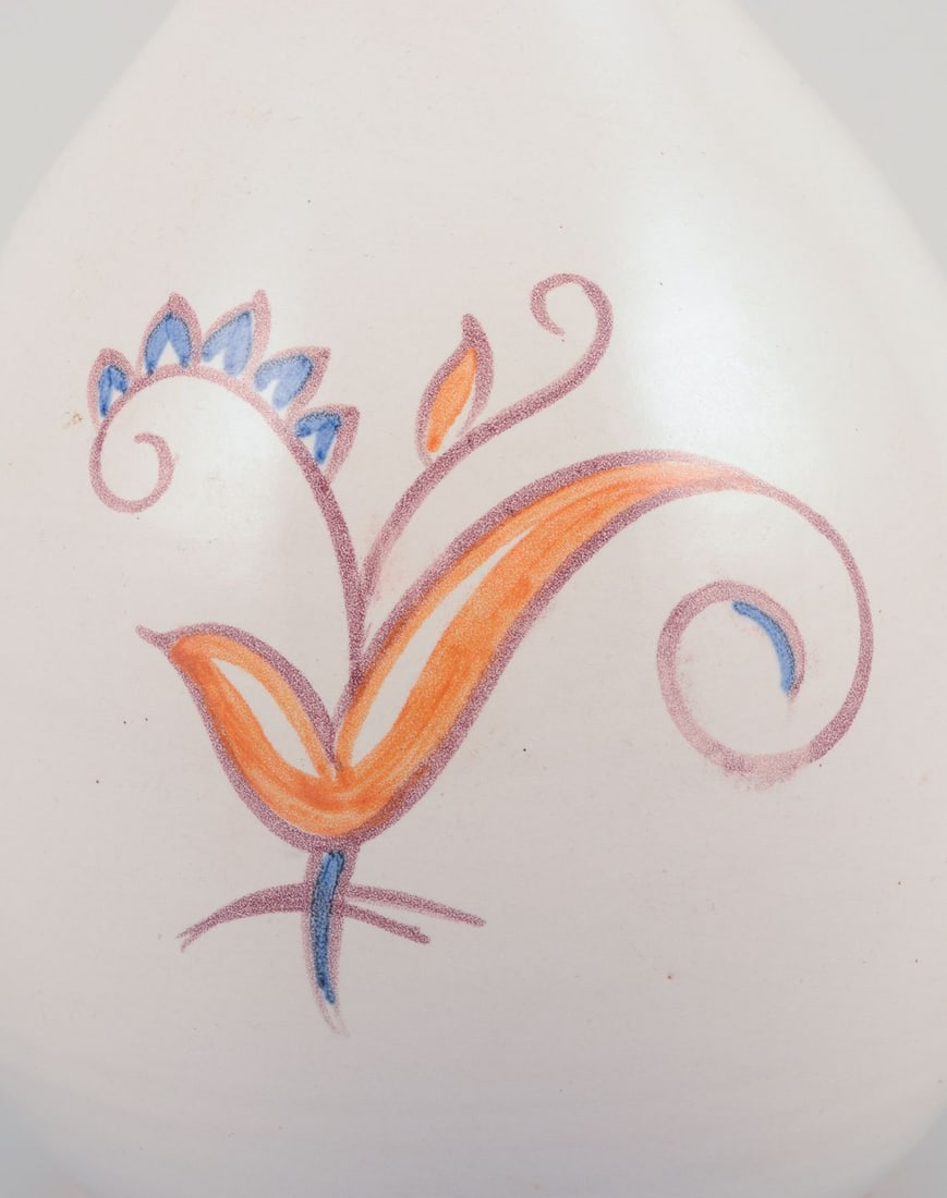 Gertrud Kudielka for Hjort, Bornholm. Ceramic vase with motif of bird on branch. Mid-20th C. - 6