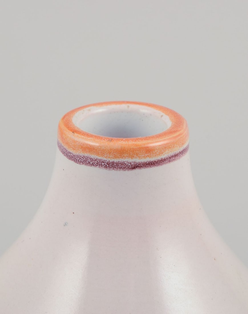 Gertrud Kudielka for Hjort, Bornholm. Ceramic vase with motif of bird on branch. Mid-20th C. - 7