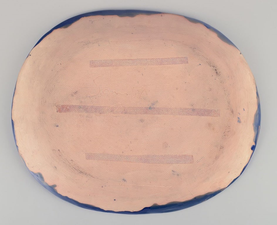 Danish ceramicist. Unique ceramic dish. Motif of a floating couple. 1960s - 8