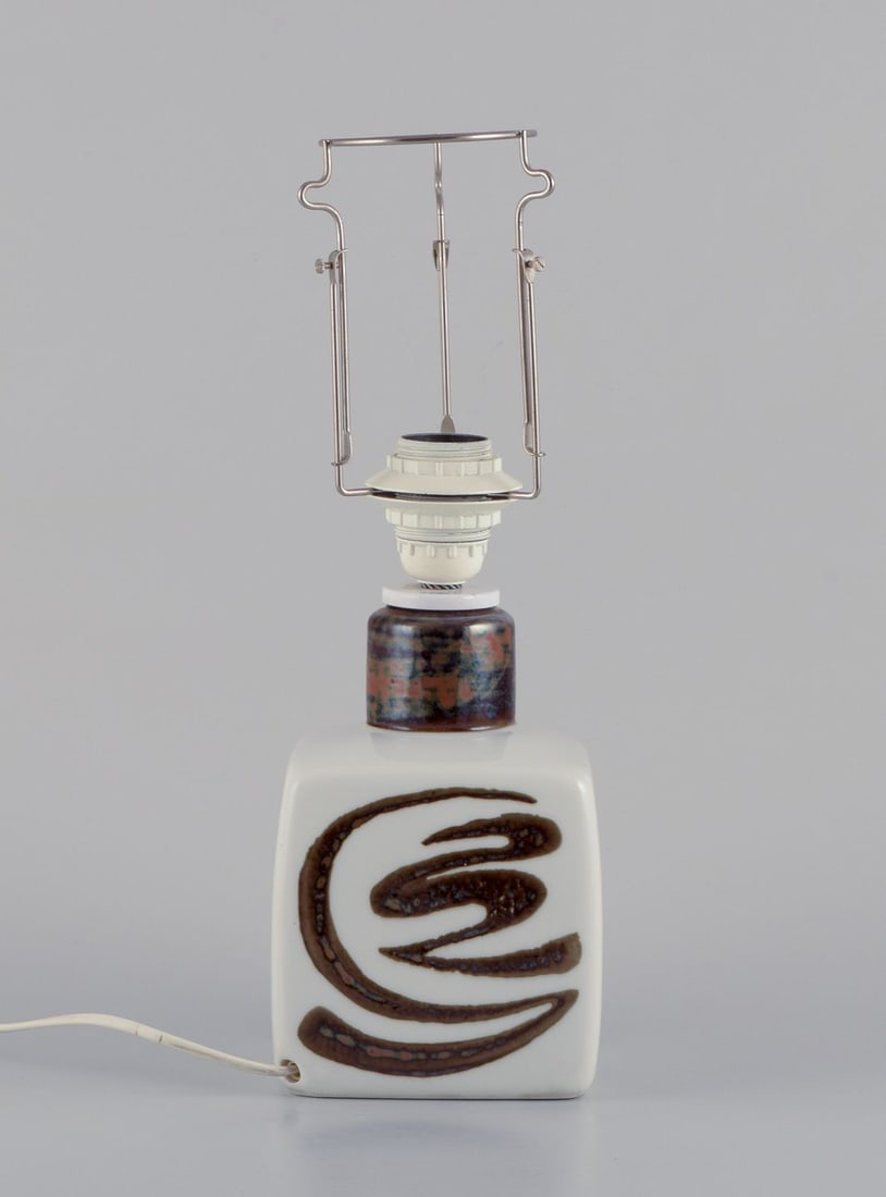 Carl Harry Stalhane for Rorstrand. "Orient" ceramic table lamp. Abstract motifs. Japanese style. - 5