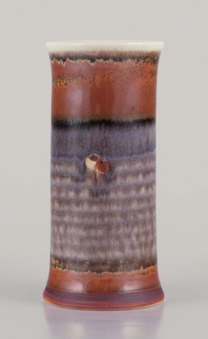 John Andersson for Hoganas, Sweden. Ceramic vase with glaze in brownish and violet tones. Approx. - 3
