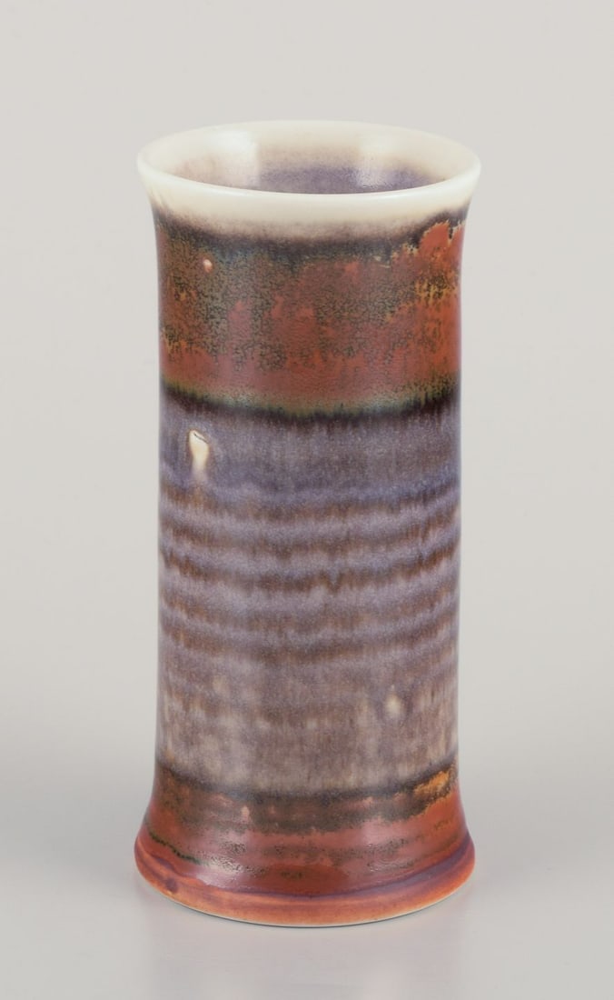 John Andersson for Hoganas, Sweden. Ceramic vase with glaze in brownish and violet tones. Approx. - 4
