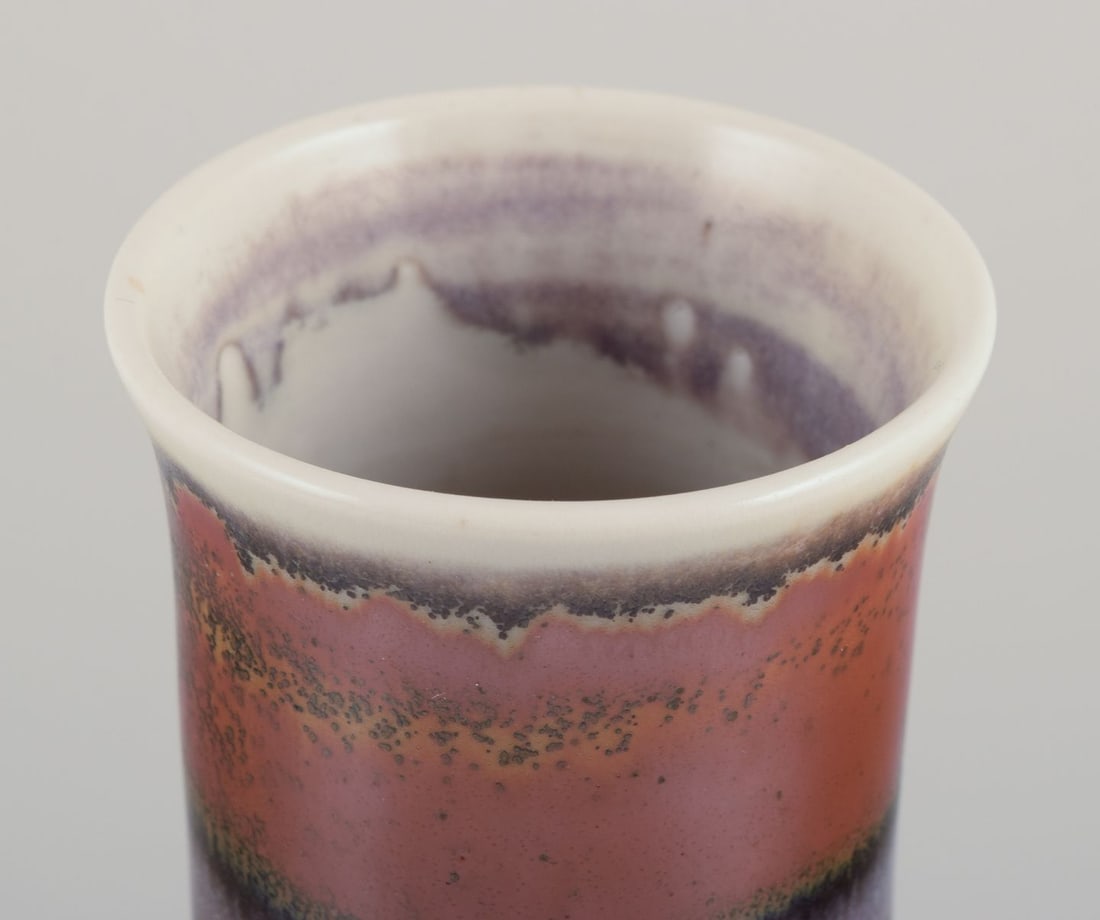John Andersson for Hoganas, Sweden. Ceramic vase with glaze in brownish and violet tones. Approx. - 7