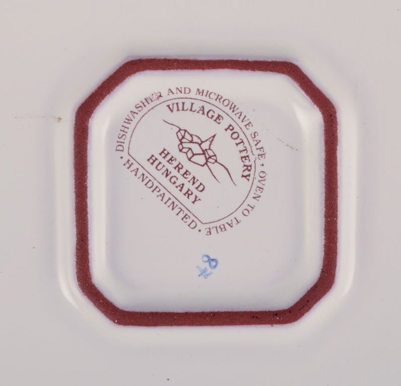 Herend, Hungary. Four square ceramic dinner plates. Approx. 1980s. - 5