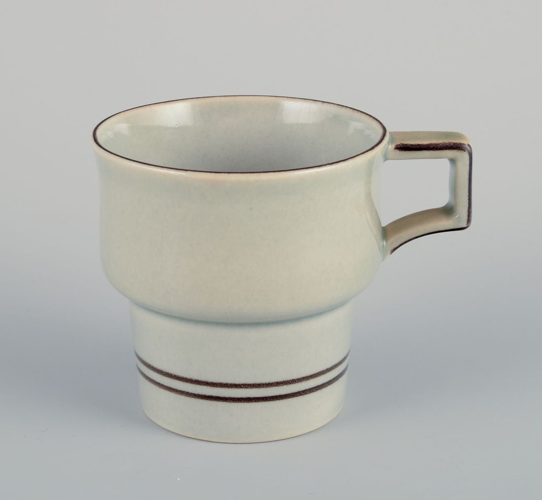 Bing and Grondahl "Colombia". Six pairs of coffee cups and saucers in stoneware. 1970s. - 4