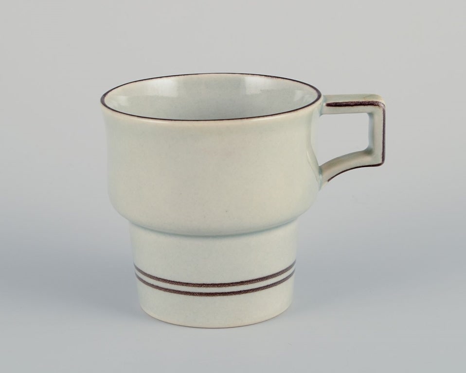 Bing and Grondahl "Colombia". Four pairs of coffee cups and saucers in stoneware, with a sugar bowl - 4