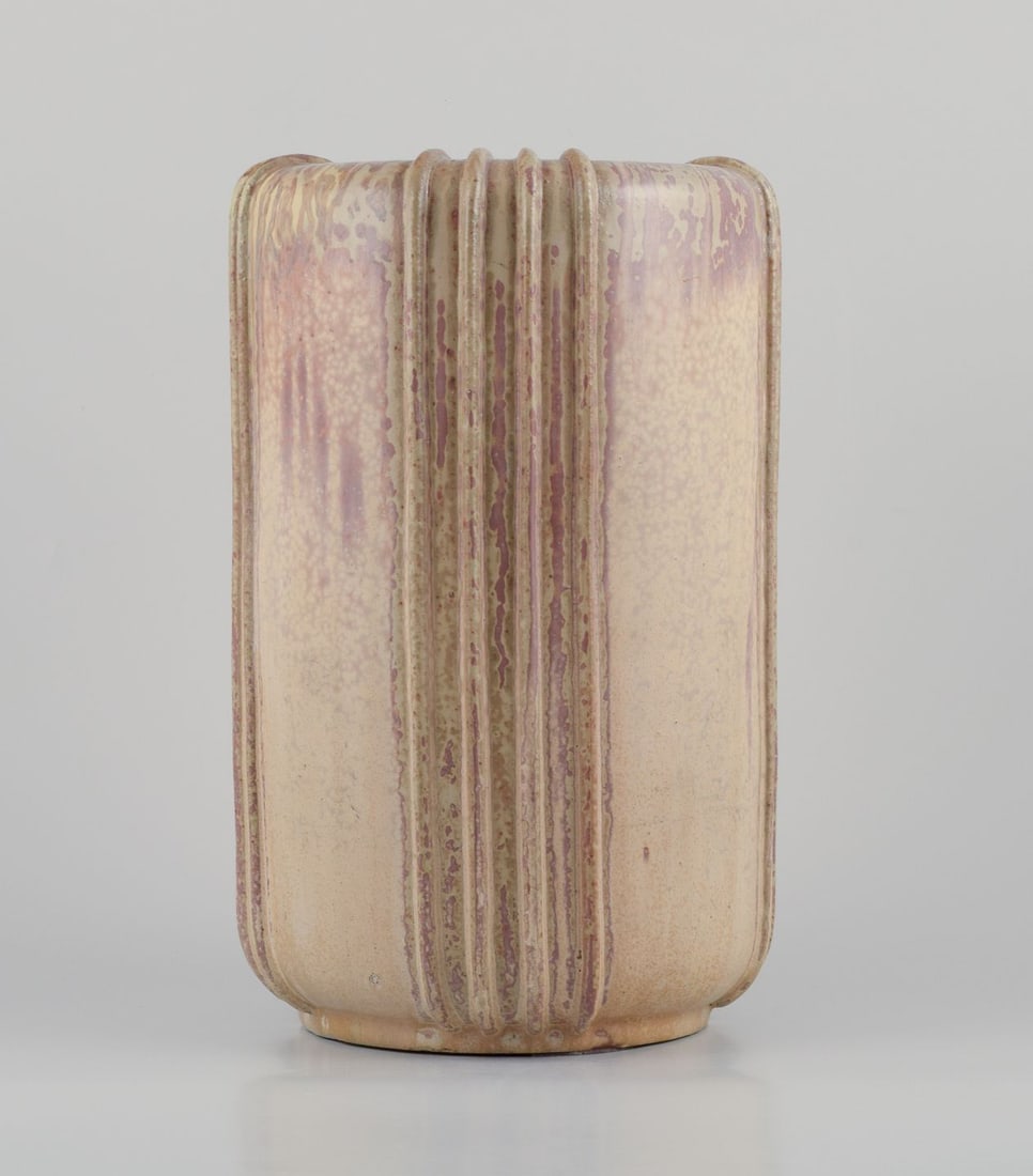 Arne Bang. Large and rare floor vase. Glaze in green-brown tones. 1940s (1 of 7)
