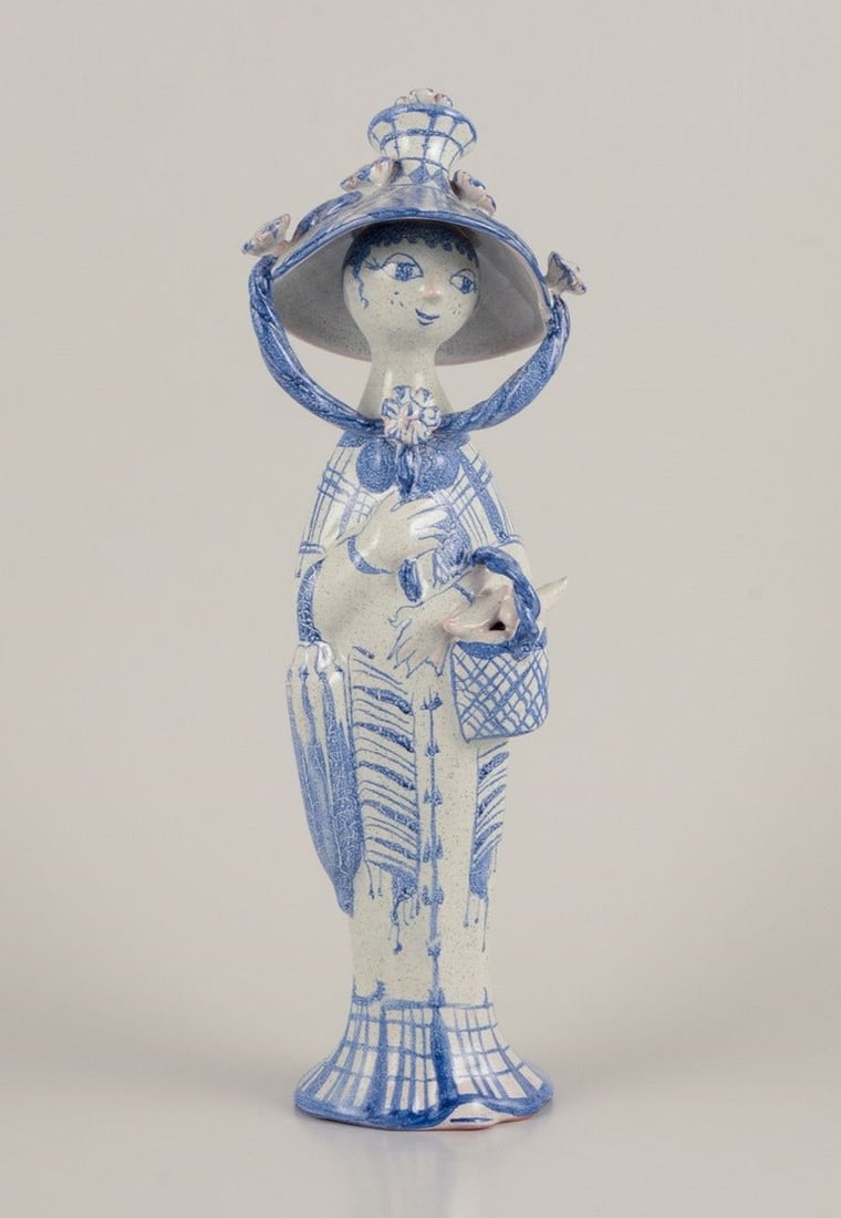 Bjorn Wiinblad. "Autumn" from the series "The Four Seasons". Figurine in blue glazed earthenware. (1 of 7)