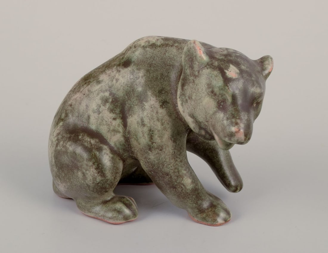 Johgus, Denmark. Ceramic figures of two bear cubs.. Approx. 1970 - 6