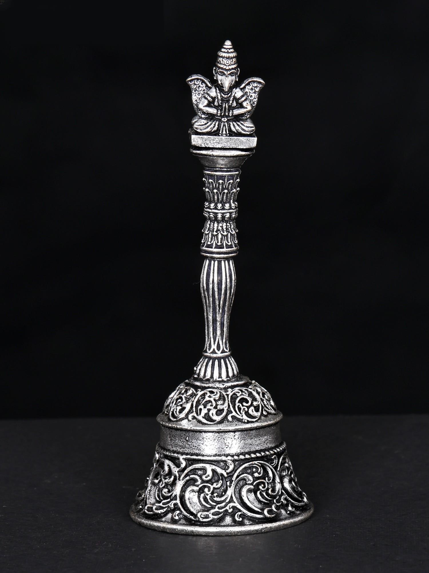4" Superfine Garuda Ghanti in Brass with Silver Plating: Title: 4" Superfine Garuda Ghanti in Brass with Silver Plating Additional Information: itemcode: DDO160 Reserve: $52.00 Shipping: Domestic: Shipping rates are determined by destination International: 