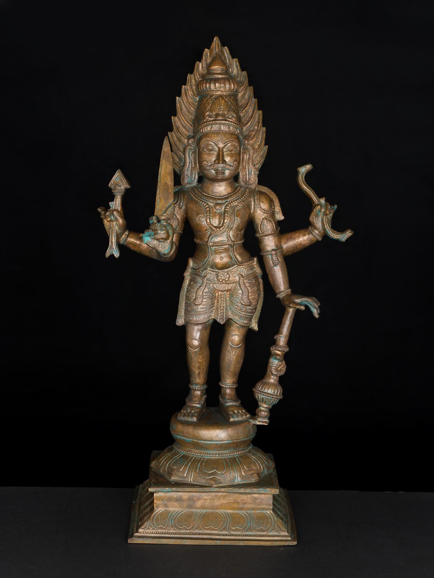 20" Veerabhadra - Fierce Form of The Hindu God Shiva | Bronze Statue: Title: 20" Veerabhadra - Fierce Form of The Hindu God Shiva | Bronze Statue Additional Information: itemcode: DDO007 Reserve: $1,191.00 Shipping: Domestic: Shipping rates are determined by destination