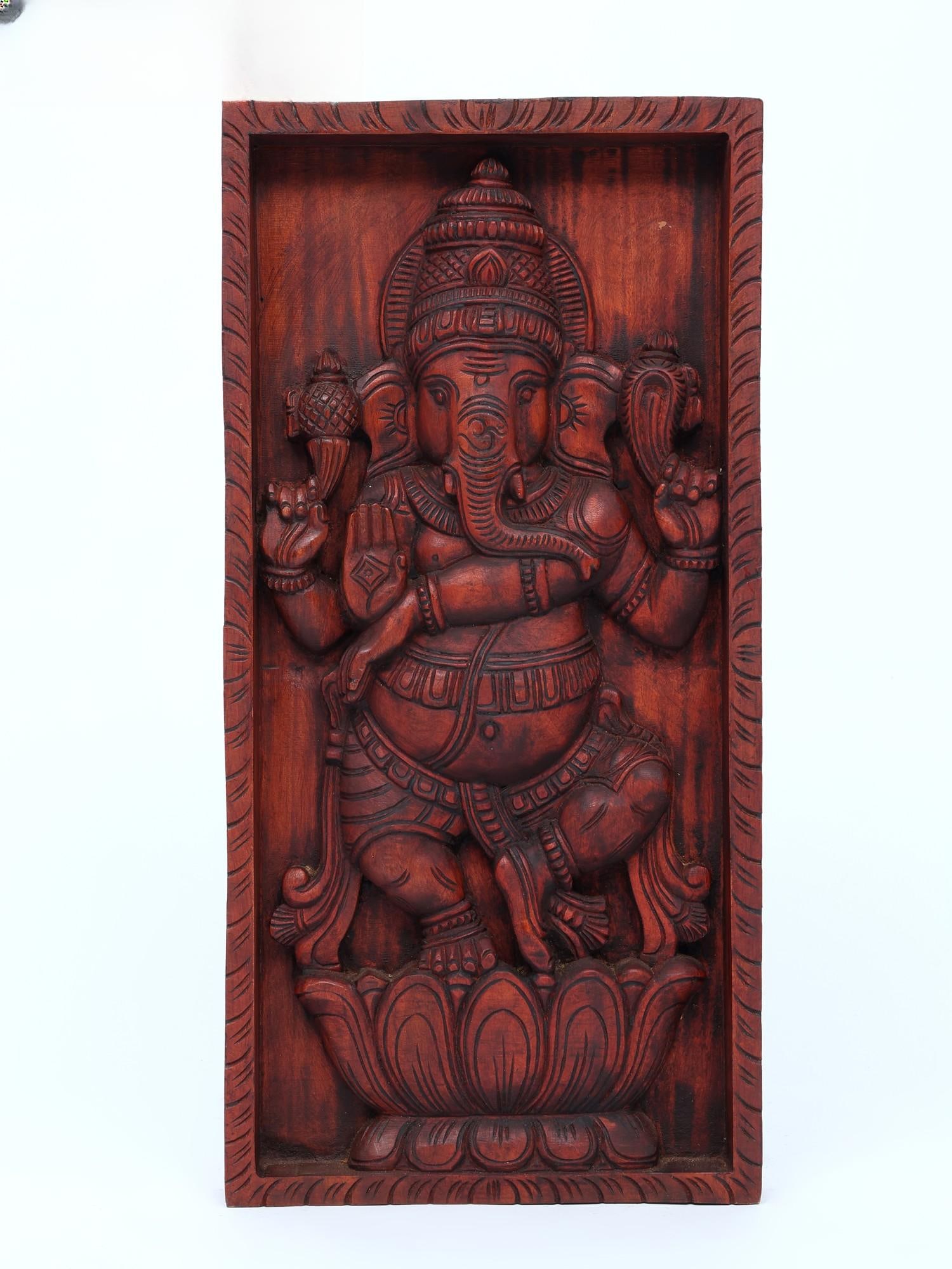 24" Nritya Ganapati | Wall Hanging Wood Panel (1 of 2)