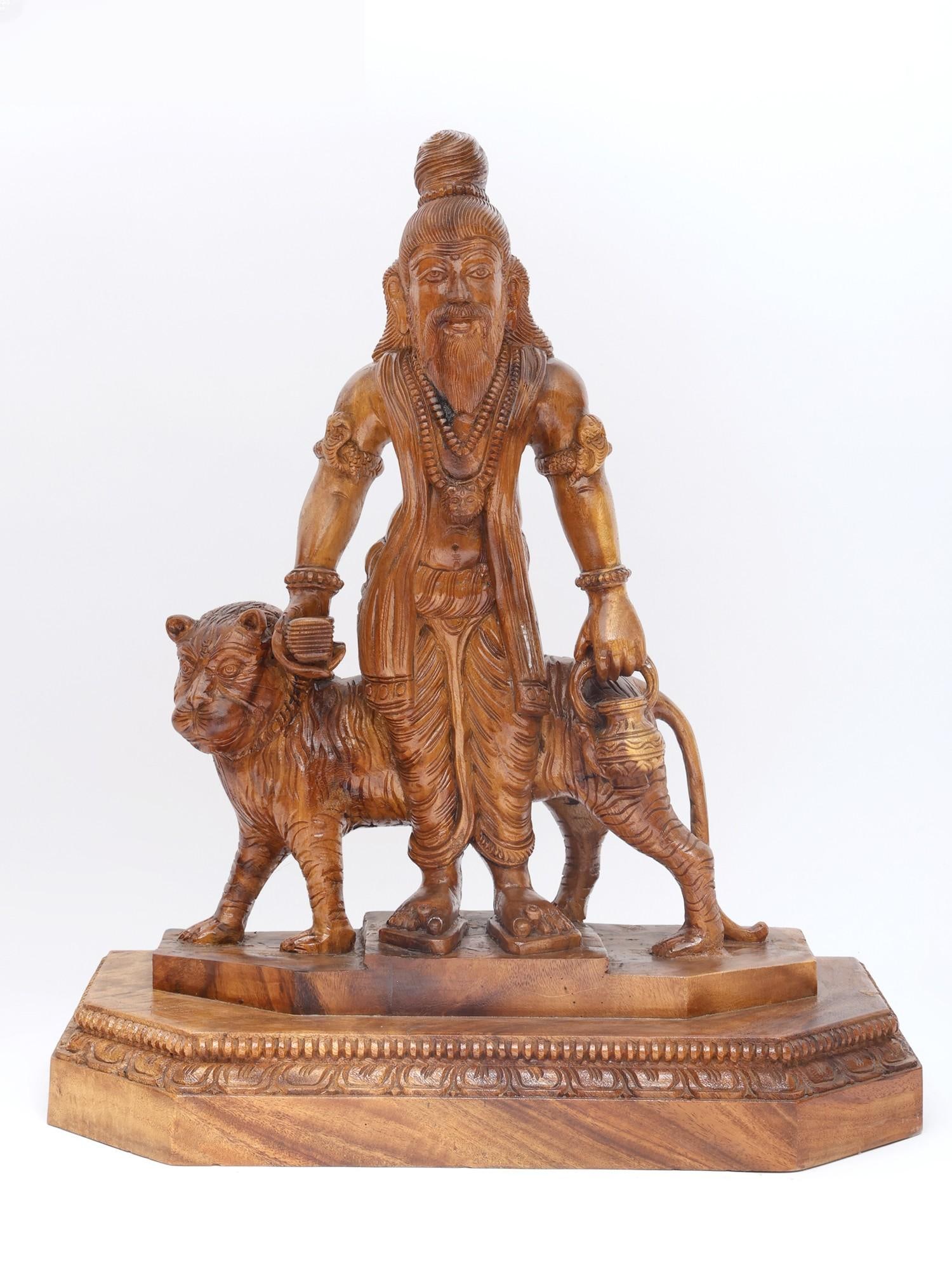 28" Tamil Siddha with Lion | Wood Carving: Title: 28" Tamil Siddha with Lion | Wood Carving Additional Information: itemcode: DDO674 Reserve: $1,030.00 Shipping: Domestic: Shipping rates are determined by destination International: Foreign shi