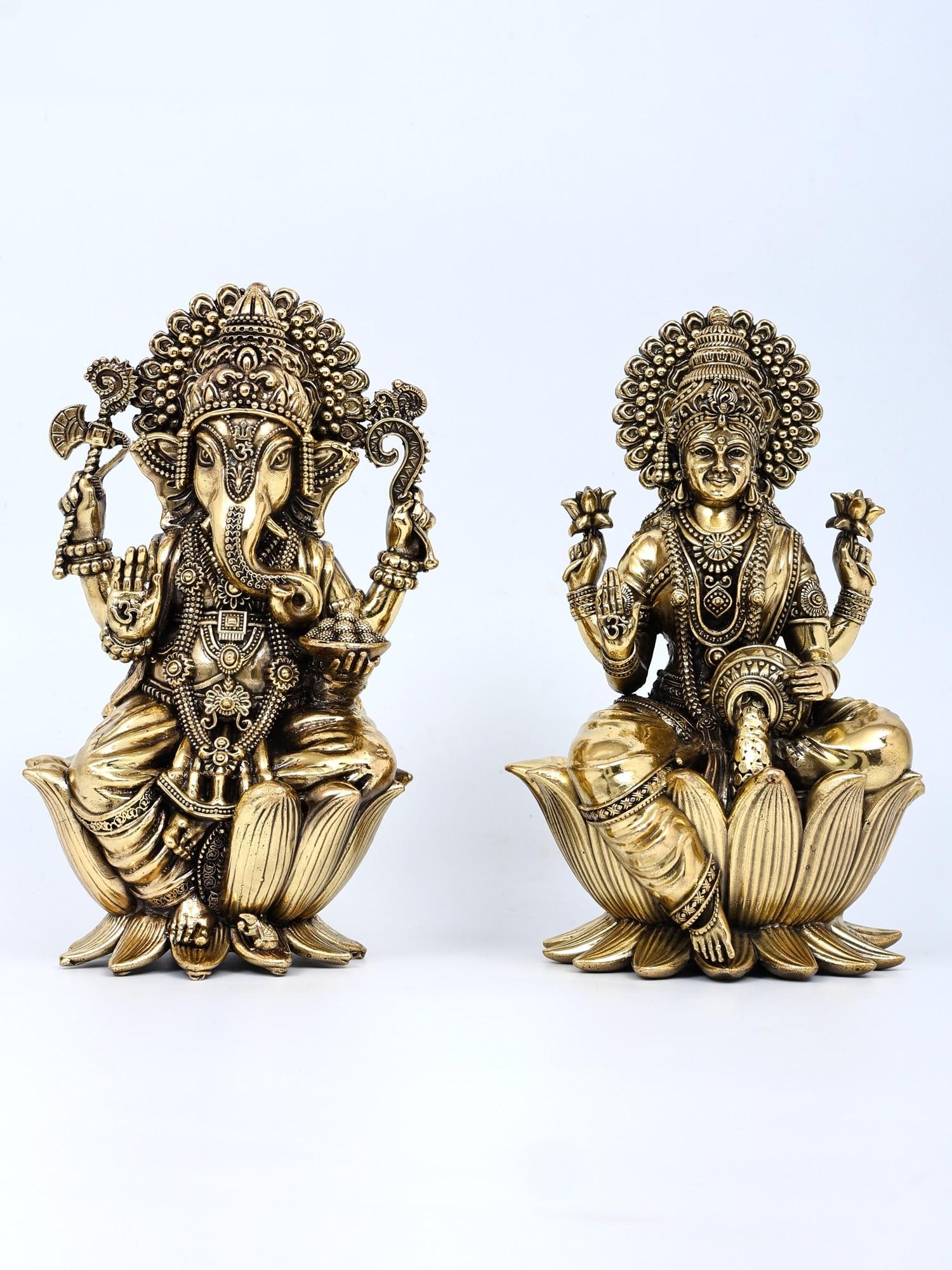 7" Superfine Blessing Ganesha - Lakshmi Pair | Brass Statues: Title: 7" Superfine Blessing Ganesha - Lakshmi Pair | Brass Statues Additional Information: itemcode: DDO083 Reserve: $450.00 Shipping: Domestic: Shipping rates are determined by destination