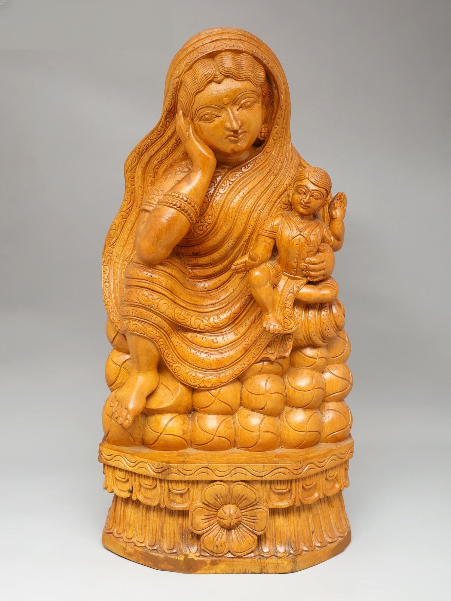 24" Mother with Child | Wood Carving: Title: 24" Mother with Child | Wood Carving Additional Information: itemcode: DDO672 Reserve: $466.00 Shipping: Domestic: Shipping rates are determined by destination International: Foreign shipping
