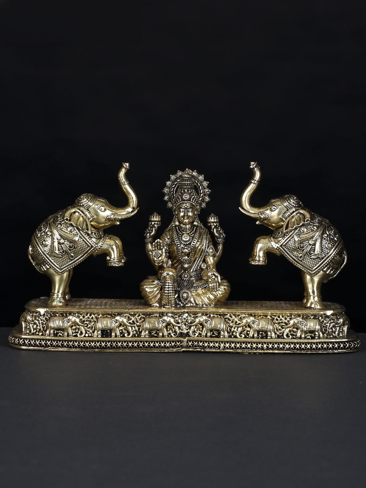 8" Superfine Goddess Gajalakshmi | Brass Statue: Title: 8" Superfine Goddess Gajalakshmi | Brass Statue Additional Information: itemcode: DDN748 Reserve: $166.00 Shipping: Domestic: Shipping rates are determined by destination International: