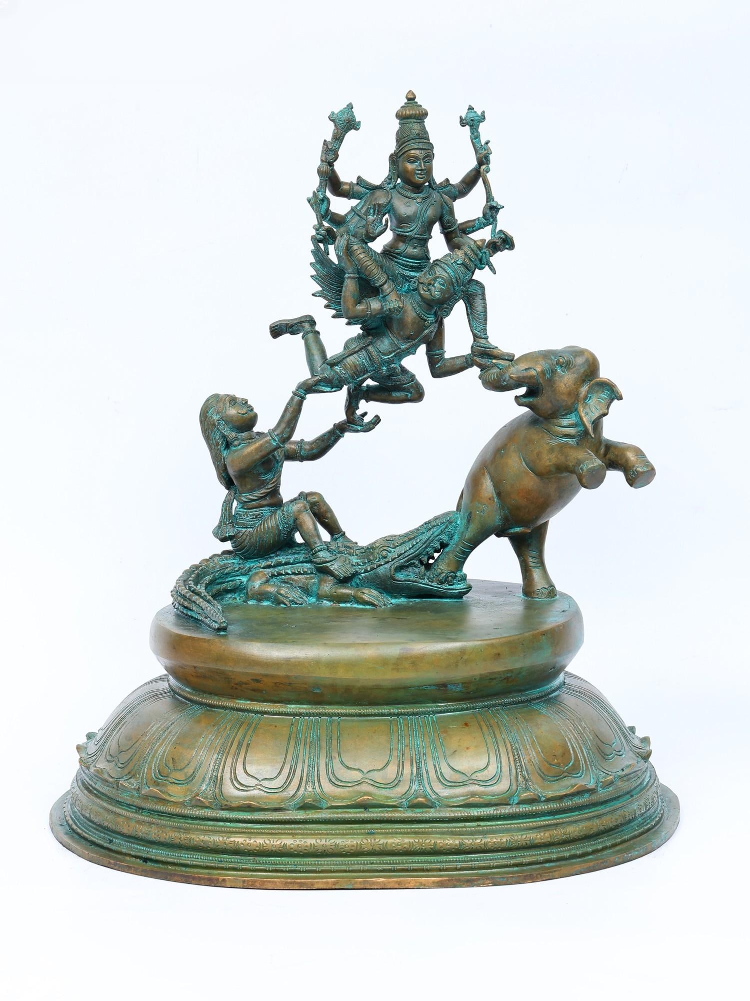 17" Gajendra Moksha | Bronze Masterpiece: Title: 17" Gajendra Moksha | Bronze Masterpiece Additional Information: itemcode: DDN885 Reserve: $3,100.00 Shipping: Domestic: Shipping rates are determined by destination International: Foreign ship