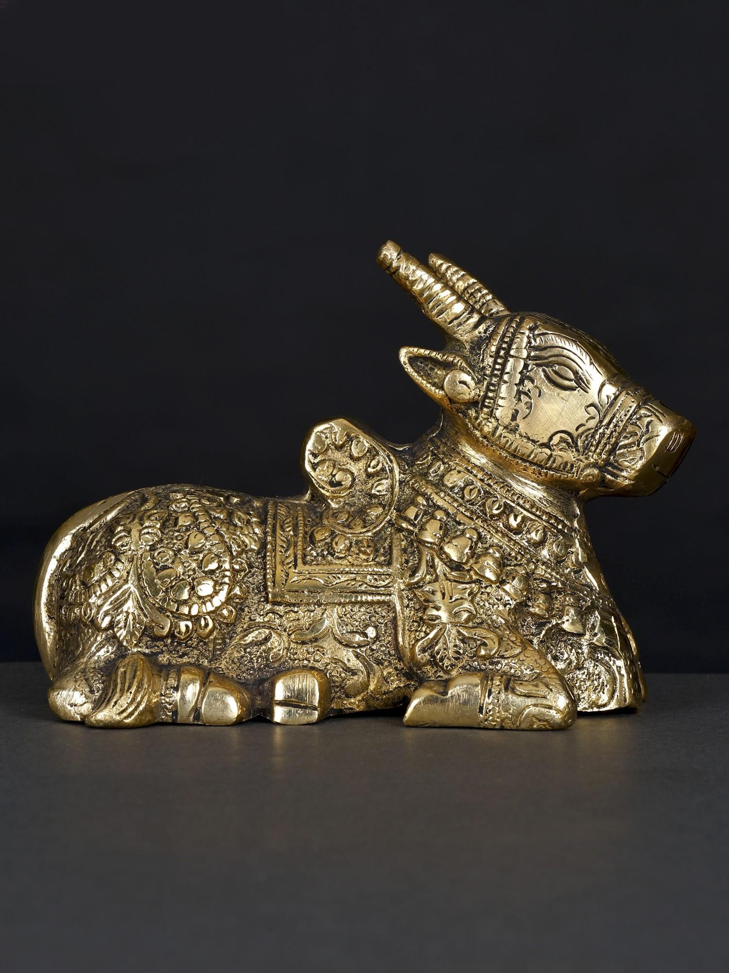 6" Small Brass Nandi Statue (1 of 2)