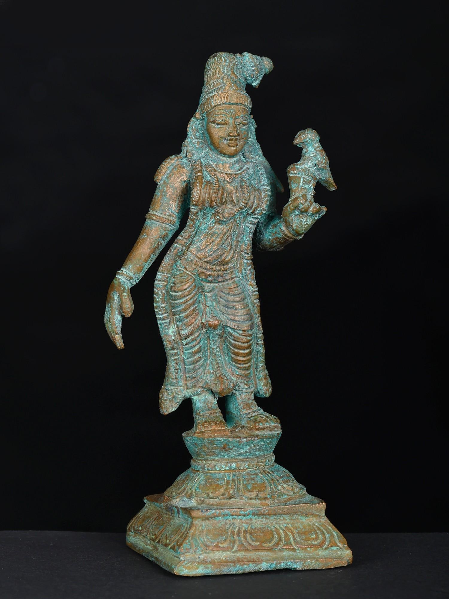 4" Small Goddess Andal | Bronze Statue - 2