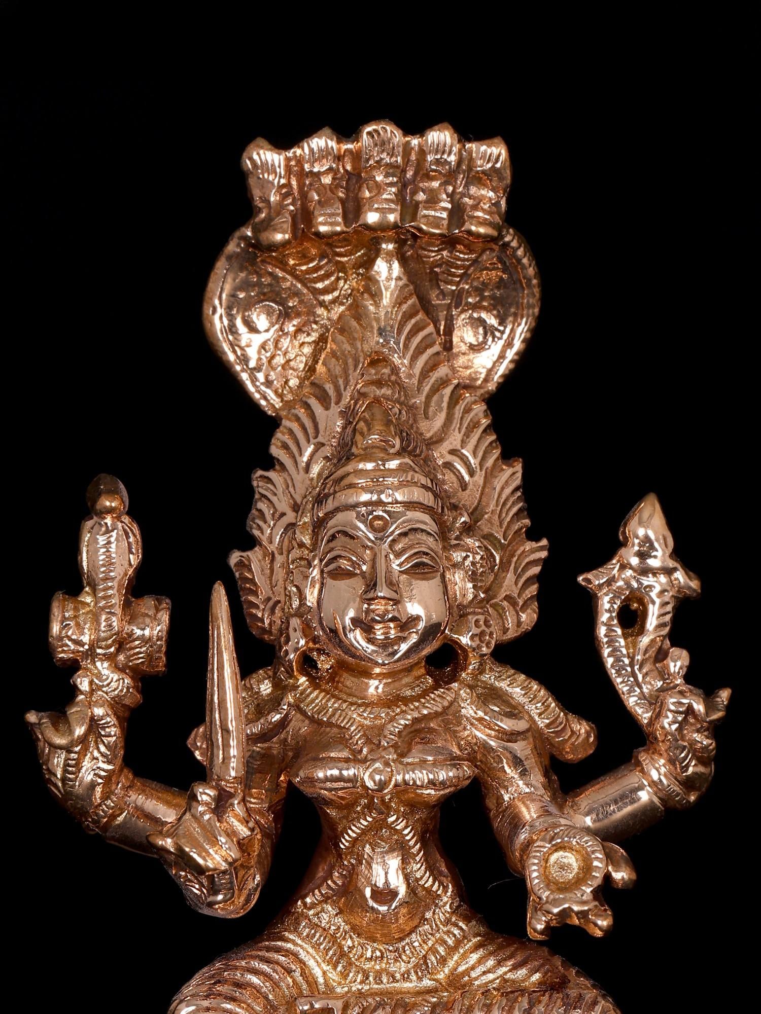 3" Small Goddess Mariamman | Bronze Statue - 2