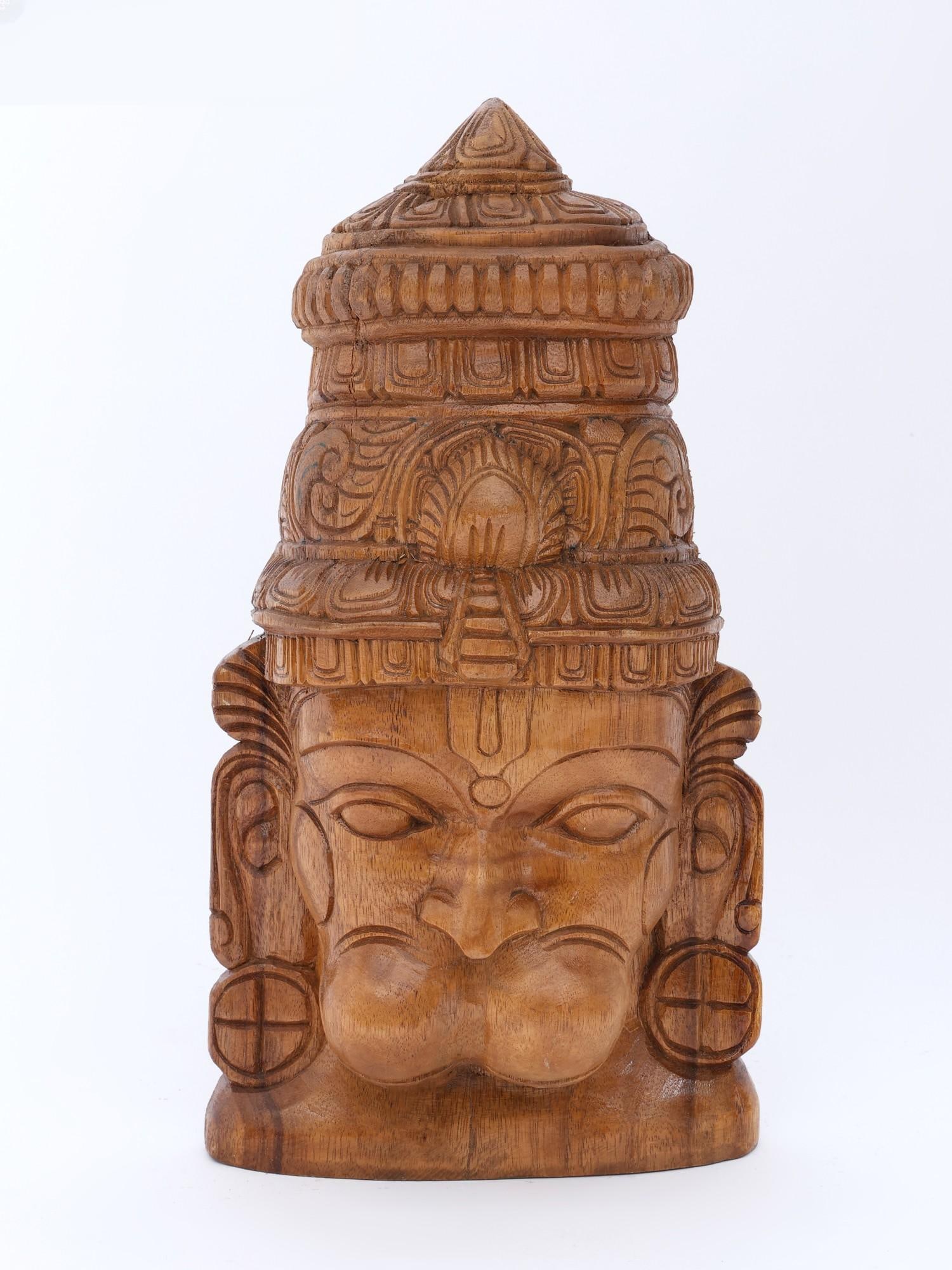 18" Lord Hanuman Wall Hanging Head | Wood Carving: Title: 18" Lord Hanuman Wall Hanging Head | Wood Carving Description: Artist : Sagai Raj, State Award Winner Additional Information: itemcode: DDO575 Reserve: $264.00 Shipping: Domestic: Shipping