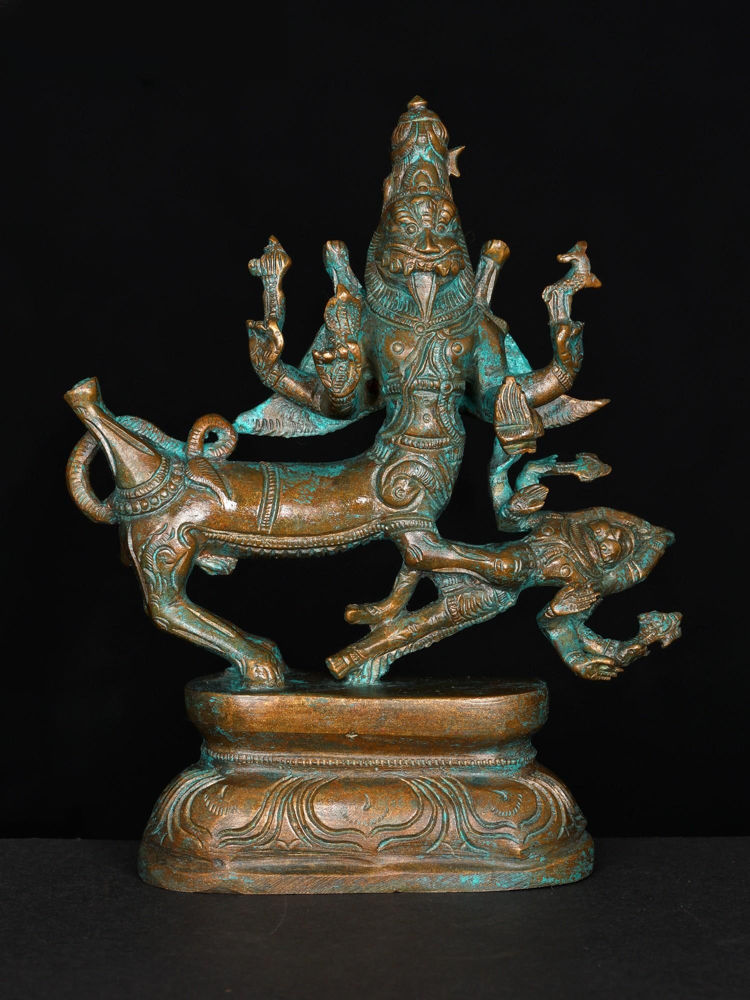 6" Small Sharabheshvara Avatara of Lord Shiva | Bronze Statue: Title: 6" Small Sharabheshvara Avatara of Lord Shiva | Bronze Statue Additional Information: itemcode: DDN999 Reserve: $337.00 Shipping: Domestic: Shipping rates are determined by destination Internat