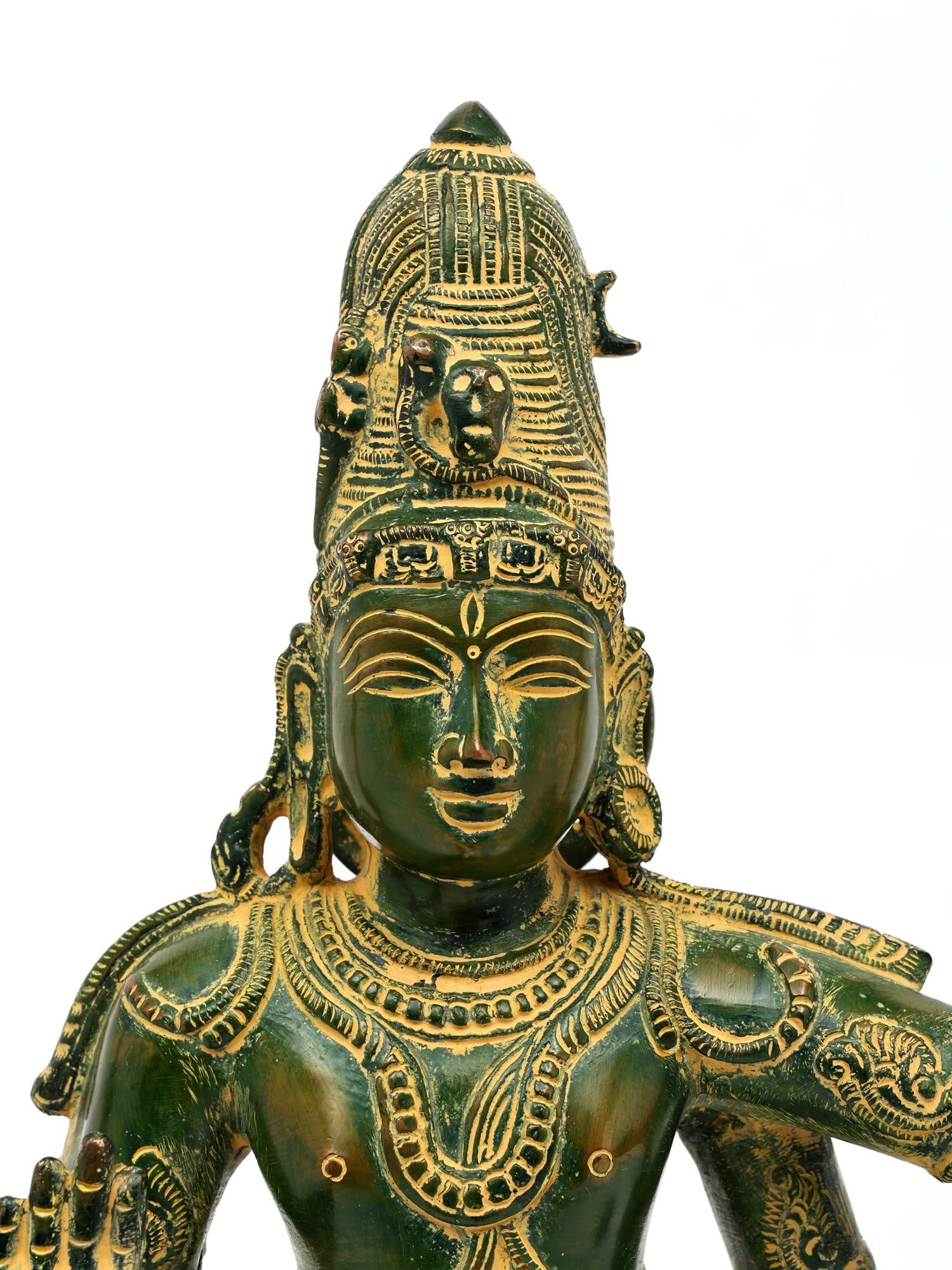 22" Four Armed Dancing Lord Shiva | Brass Statue - 2