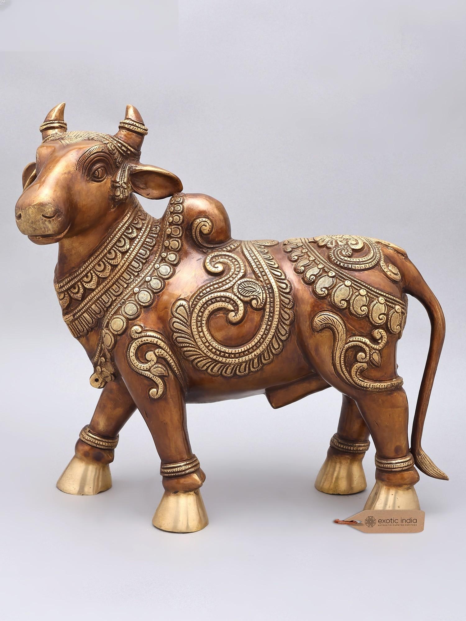 15" Brass Nandi - Vahana of Lord Shiva | Brass Statue (1 of 2)