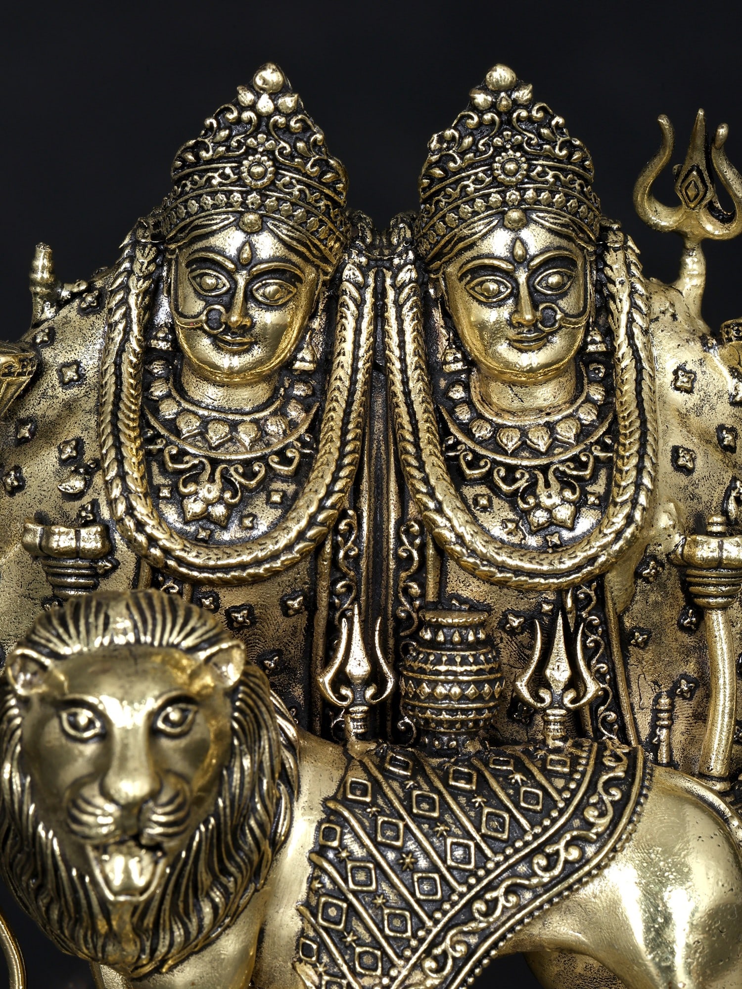 4" Small Superfine Chamunda Devi | Brass Statue - 2