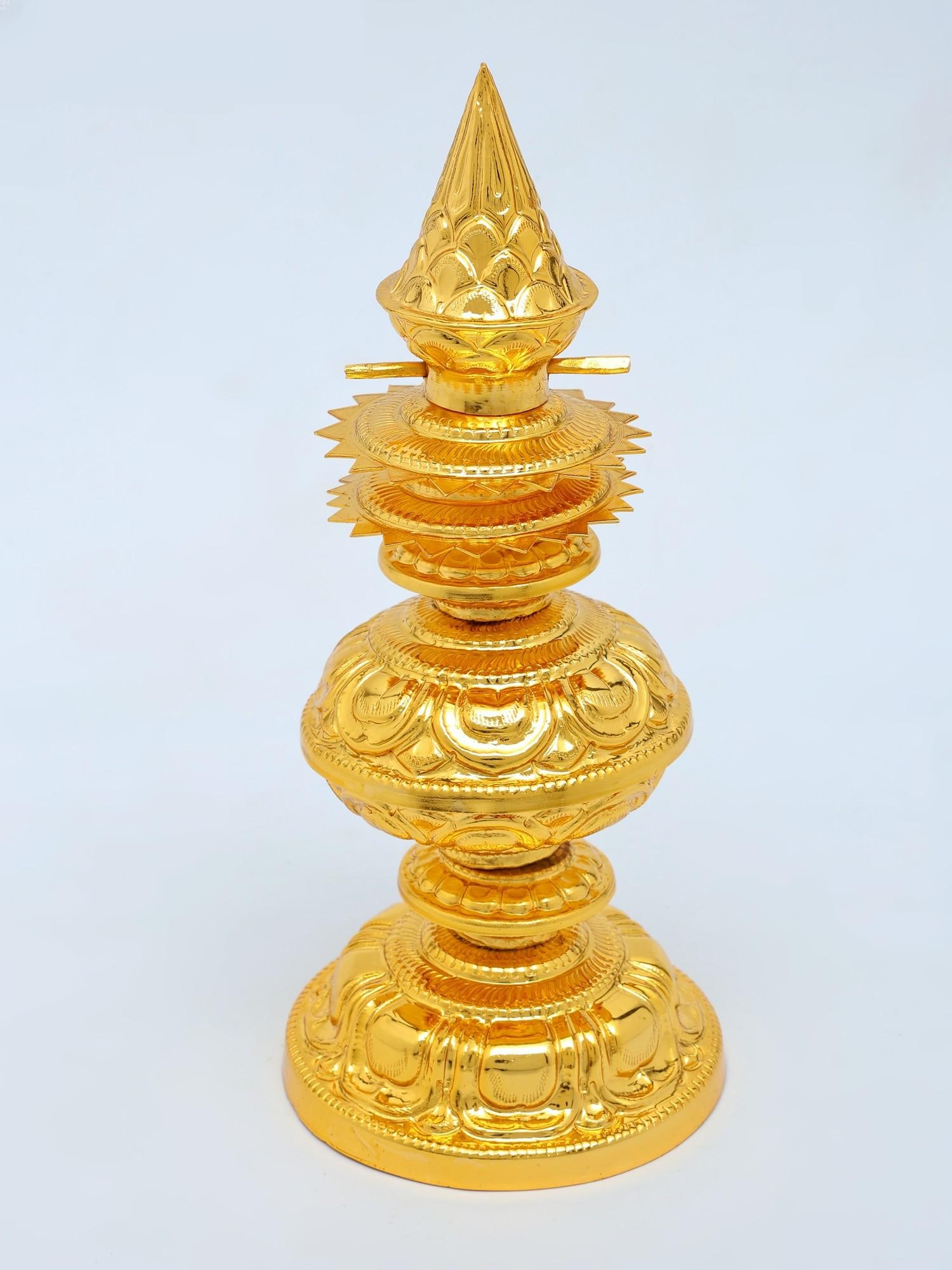 Brass Temple Kalash with Gold Plating: Title: Brass Temple Kalash with Gold Plating Additional Information: itemcode: DDO079-9 Inch Reserve: $206.00 Shipping: Domestic: Shipping rates are determined by destination International: Foreign sh