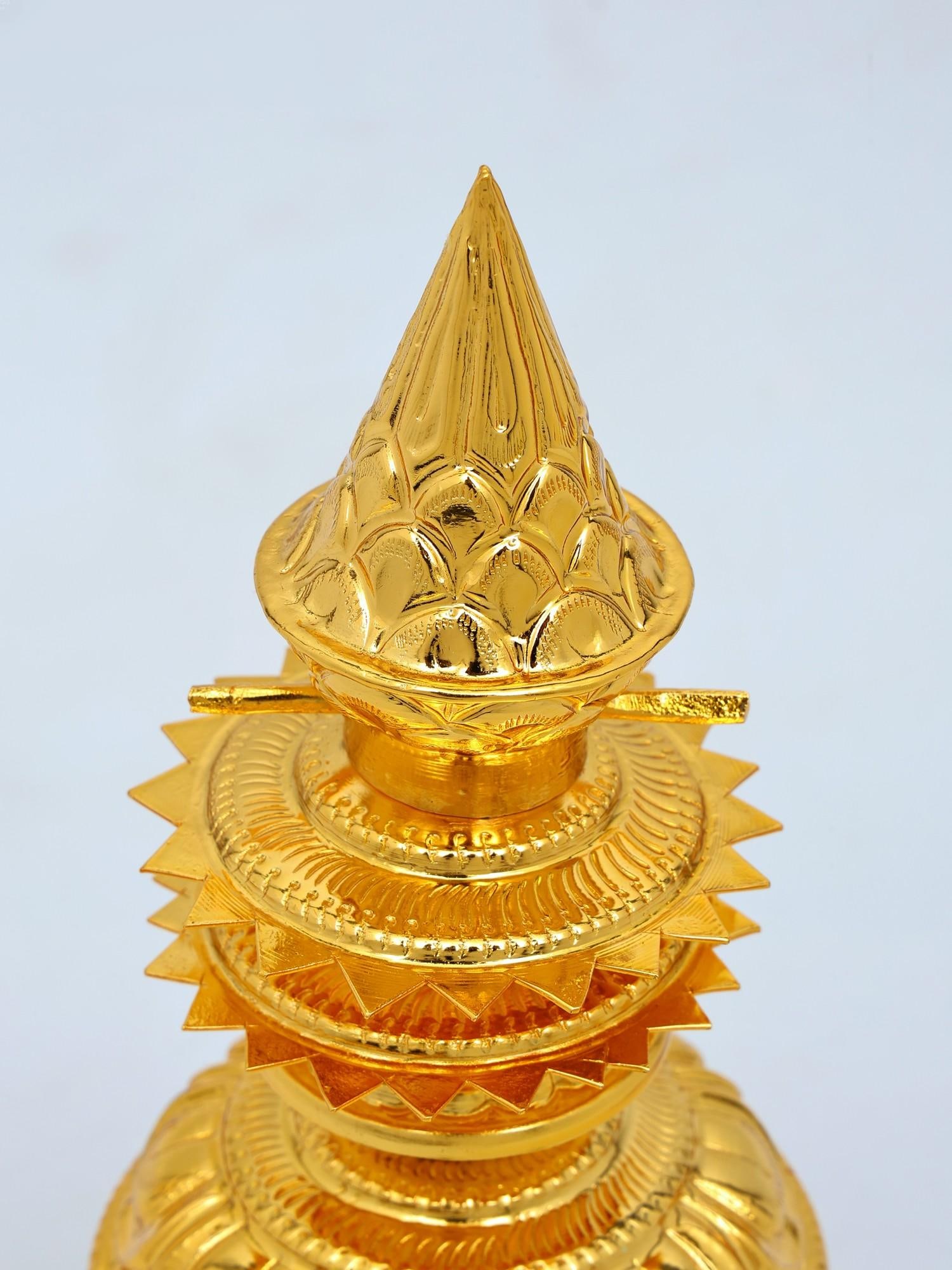 Brass Temple Kalash with Gold Plating - 2